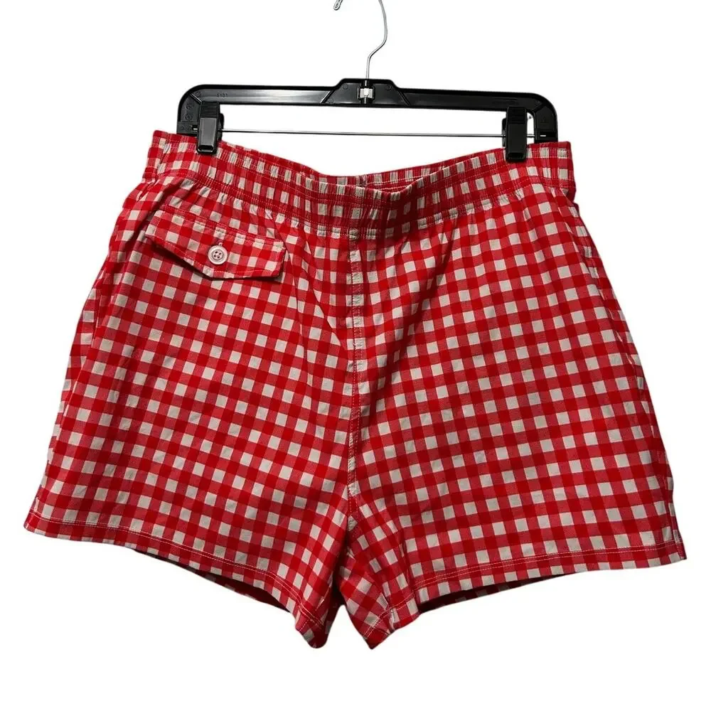Hammies Gingham Cabana Red Trunk Short 36 Lined Swim Casual Retro Preppy Coastal